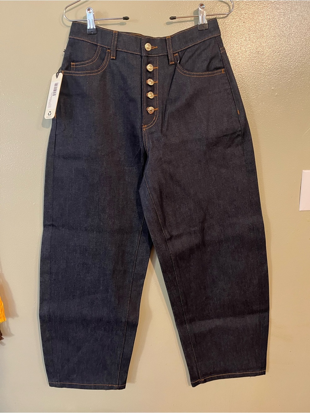 ROLLA'S High-Rise Madame  Indigo Button-Fly Women's Jeans Gigi Barrel Leg 27 NWT